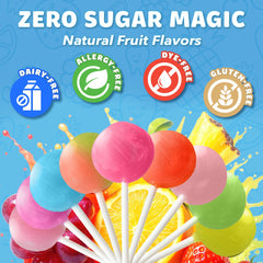 Zollipops sugar-free candy ingredients highlight xylitol and erythritol for balanced mouth pH.
