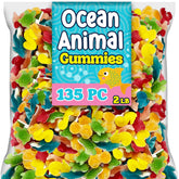 ZompoZ Fish Candy Ocean Gummies 2lbs pack with colorful fish shapes for family snacking.