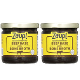 Zoup! Beef Bone Broth Culinary Concentrate jar steams, ideal base for rich soups.