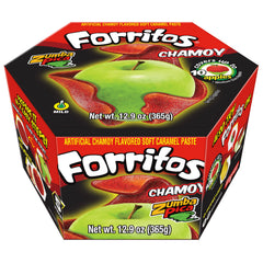 Zumba Pica Forritos Chamoy apple-wrap packaging with individually wrapped portions for freshness.