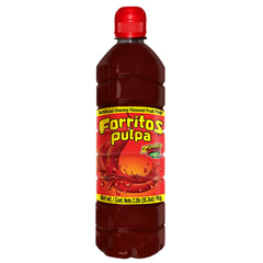 Zumba Pica Forritos Chamoy Sauce bottle pouring over fruit for bold flavor