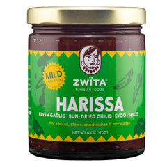 Zwïta Mild Harissa 6oz bottle, heat-free depth for everyday cooking.