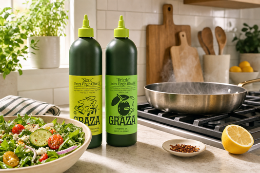 Graza Olive Oil UK: Drizzle vs Sizzle Explained