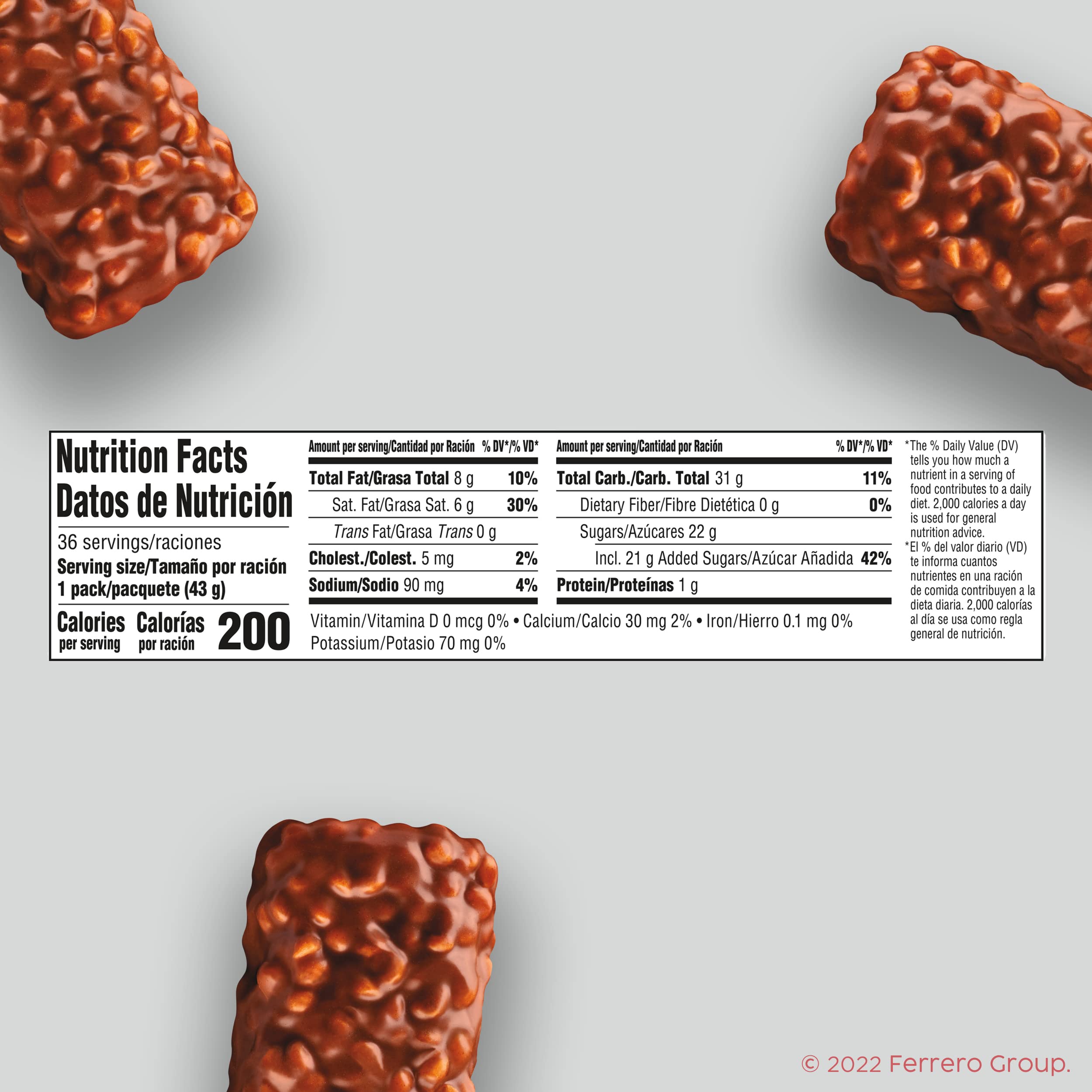 Close-up of 100 Grand crispy rice crunchies in milk chocolate, satisfying crunch.