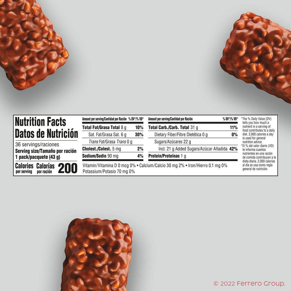 Close-up of 100 Grand crispy rice crunchies in milk chocolate, satisfying crunch.
