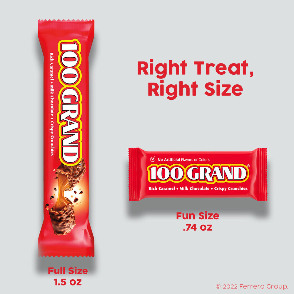 Rich caramel and milk chocolate blend in a classic 100 Grand bar.
