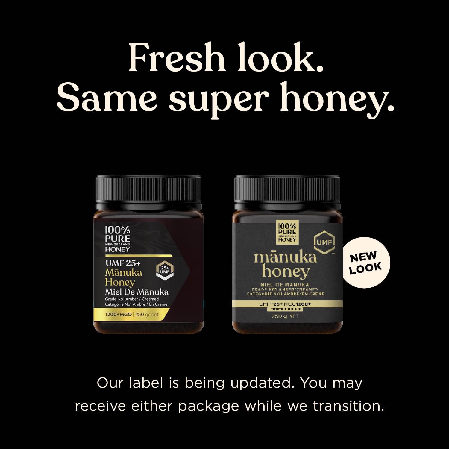 Dark amber Manuka UMF25 honey with deep aroma and bold flavor