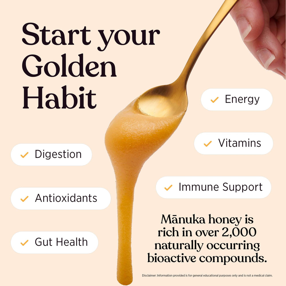 UMF independent guarantee badge confirms purity and freshness for New Zealand Manuka.
