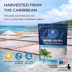 Caribbean sea salt harvested from clear waters preserves balanced flavor profile.
