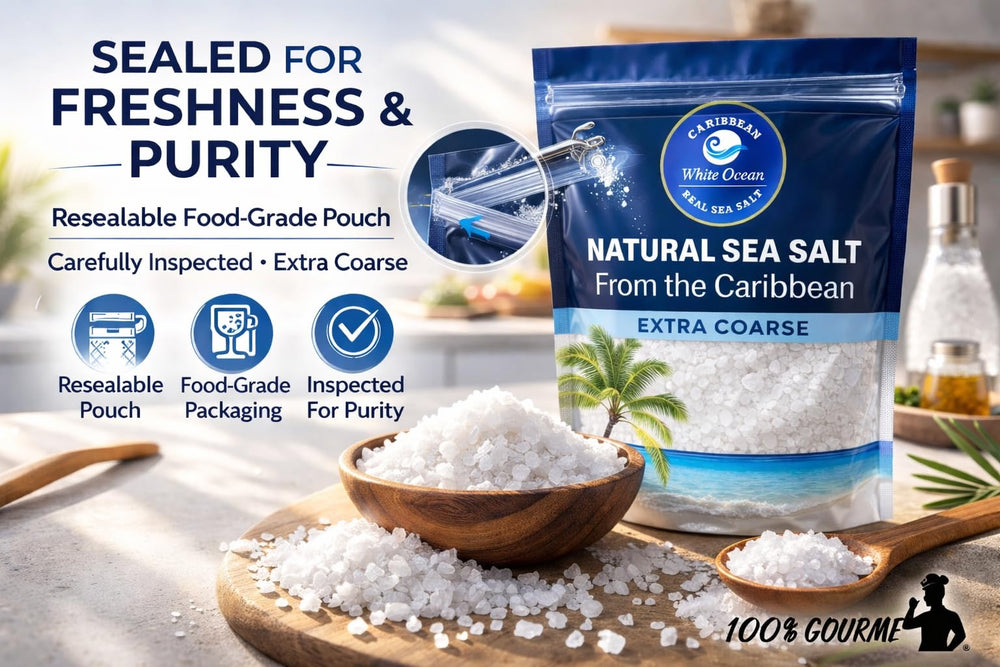Freshly ground over meats and seafood to boost natural flavors and texture.
