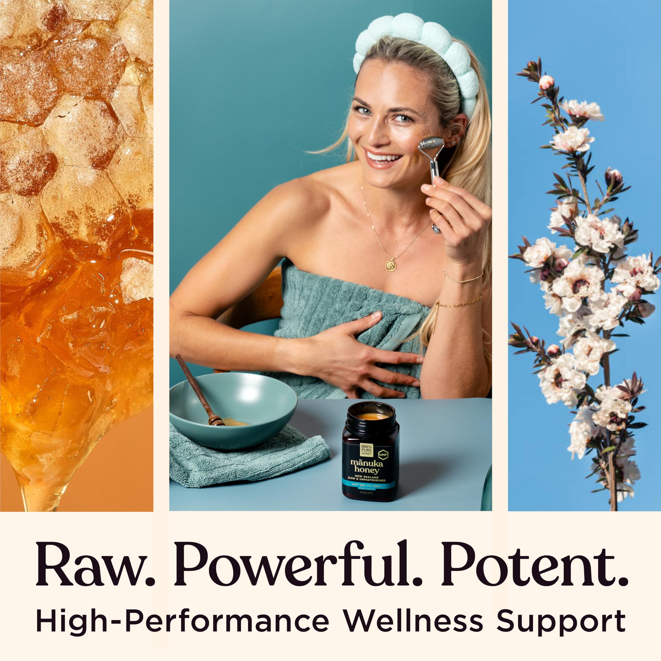 100% Pure New Zealand Honey Manuka UMF 20+ yogurt topping for flavor.
