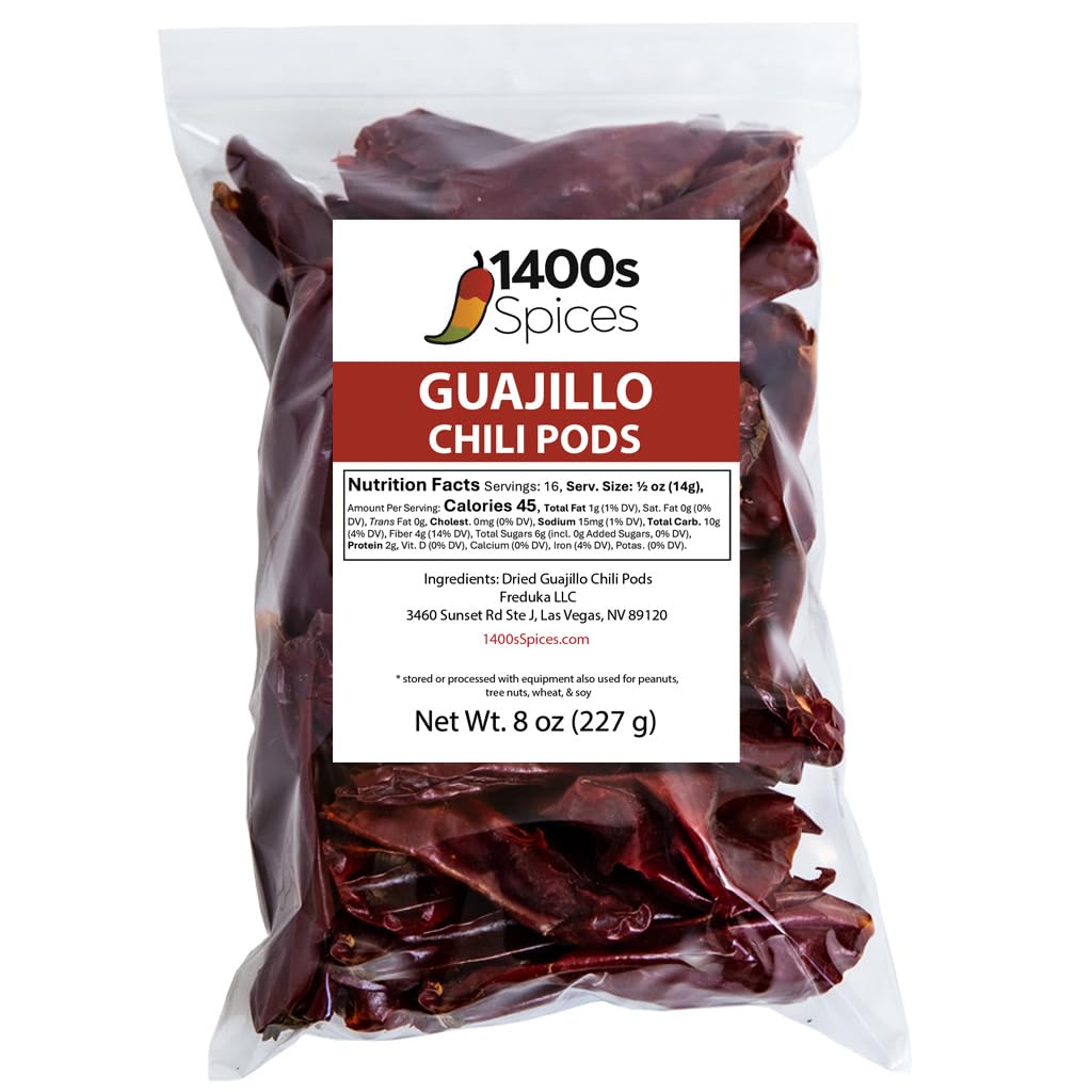 1400S SPICES Guajillo chiles: whole dried peppers for rich smoky salsas.
