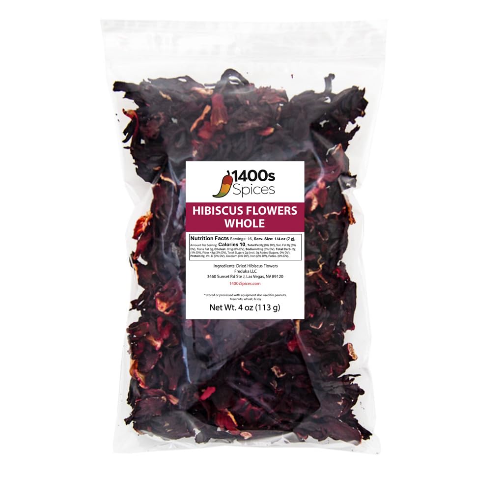 1400S SPICES Hibiscus flowers for tea, offering vibrant aroma and bright flavor.