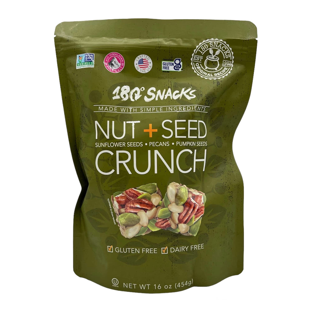 180 Snacks Nut and Seed Crunch bag front showing a crunchy, on-the-go snack mix.