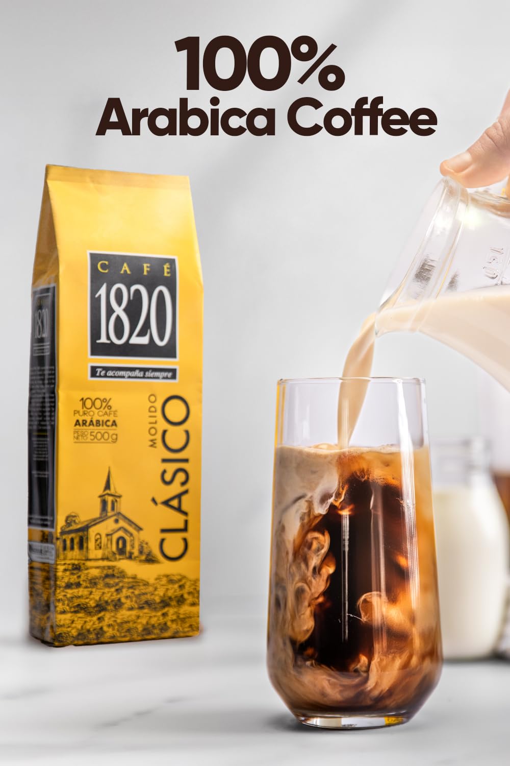 Café 1820 Classic aroma burst close-up suggests inviting morning aroma