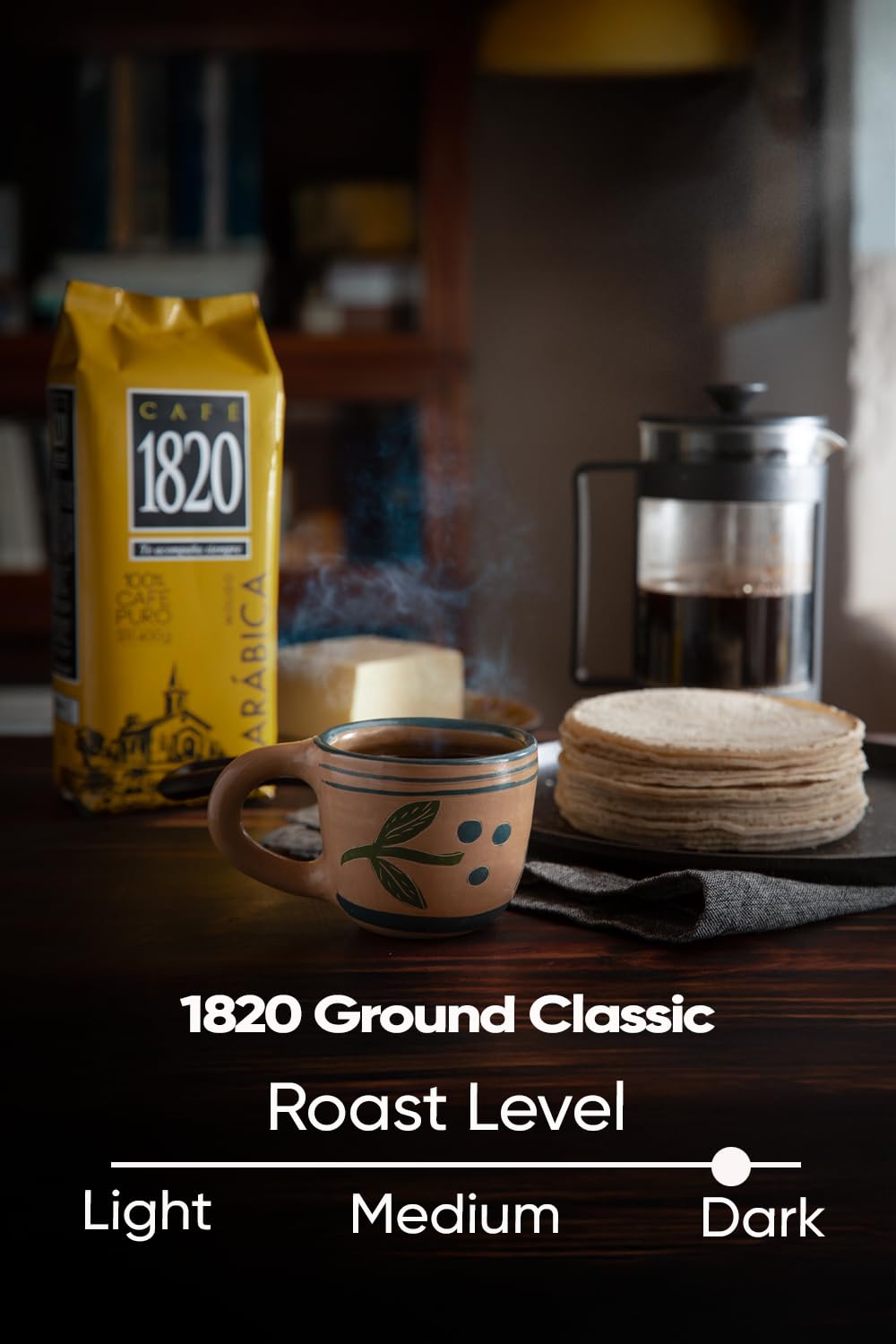 1820 Café Classic ground coffee closeup showcases premium quality for daily brews