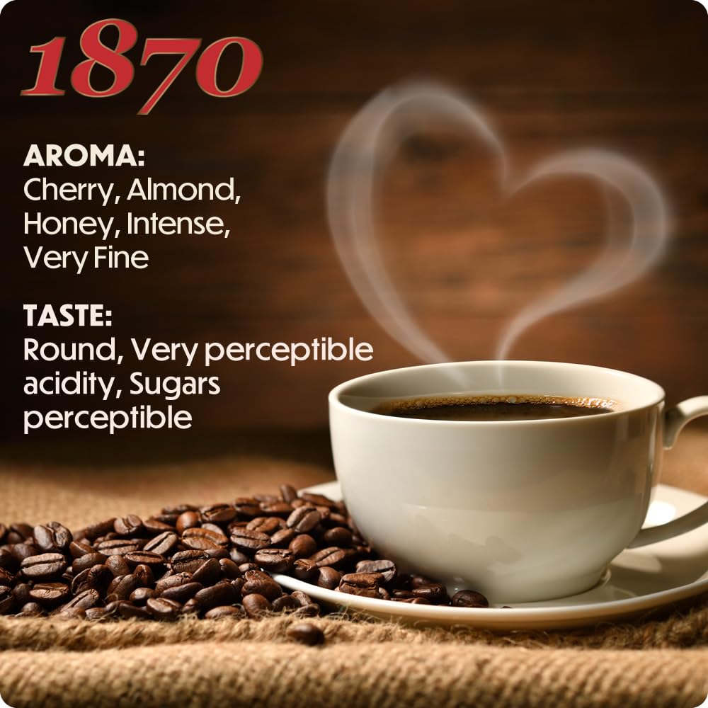 1870 Mago coffee beans closeup highlights seven-bean blend for premium flavor