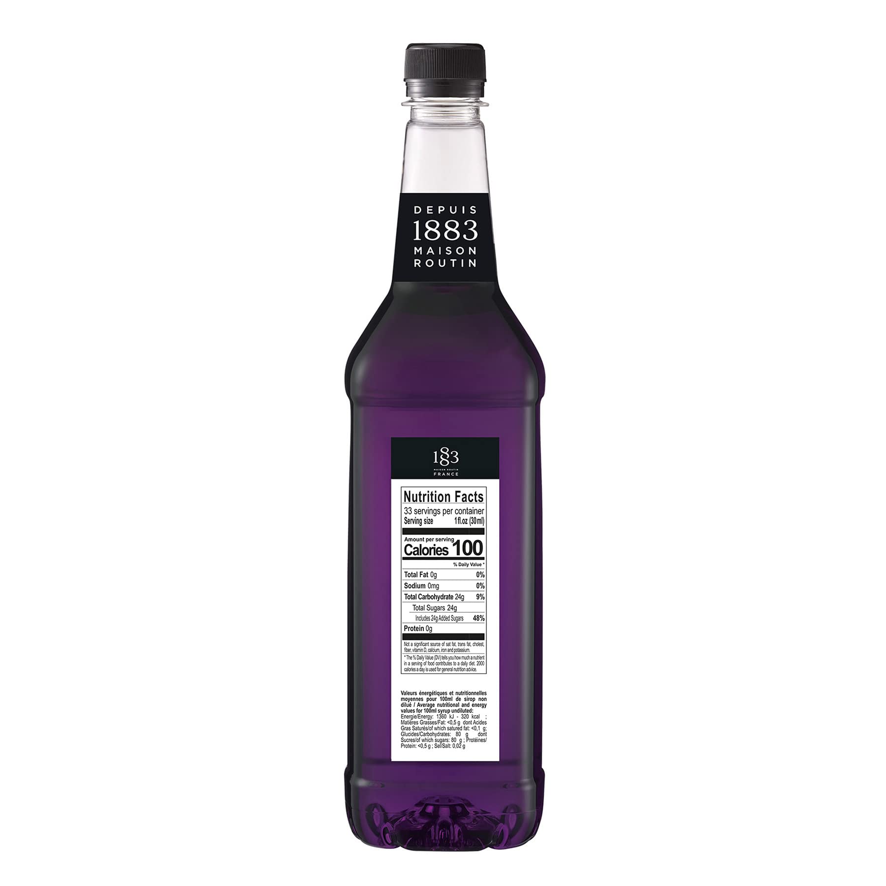 1883 MAISON ROUTIN Lavender Syrup bottle label showing authentic French quality