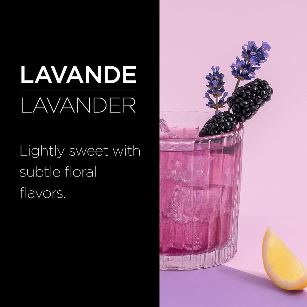 Lavender Syrup in glass with ice and enhanced color and aroma