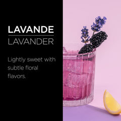 Lavender Syrup in glass with ice and enhanced color and aroma