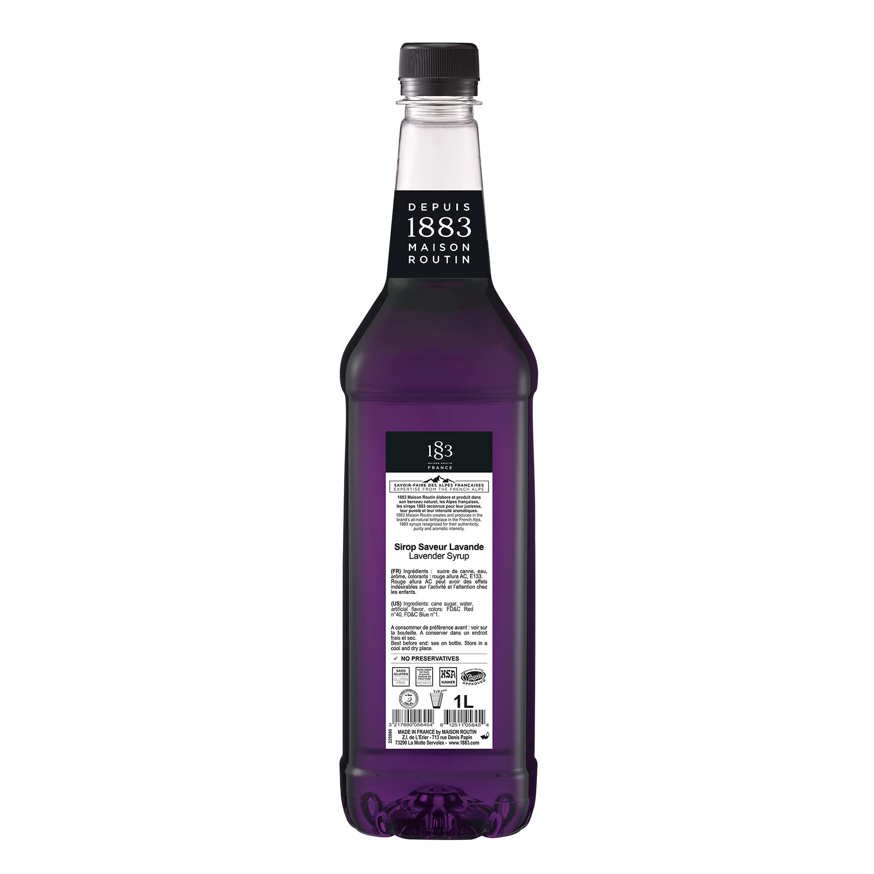 Pouring 1883 Lavender Syrup for rich latte or tea