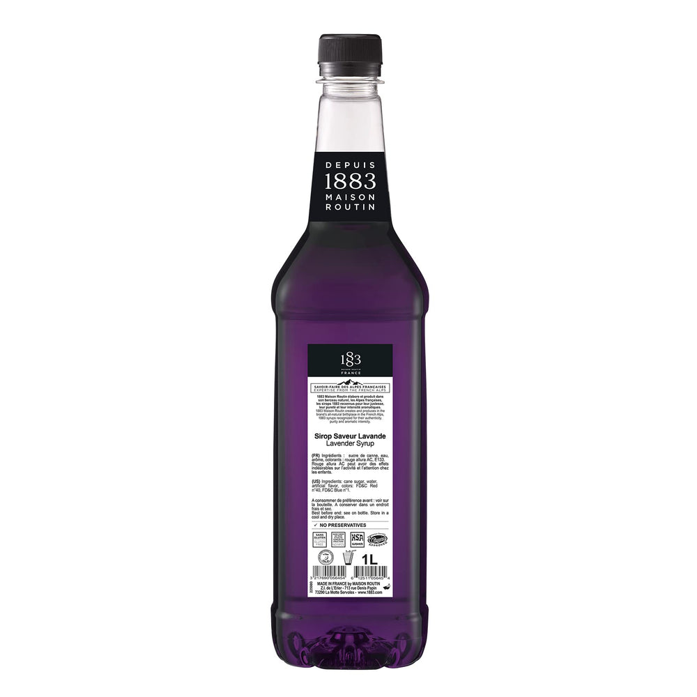 Pouring 1883 Lavender Syrup for rich latte or tea