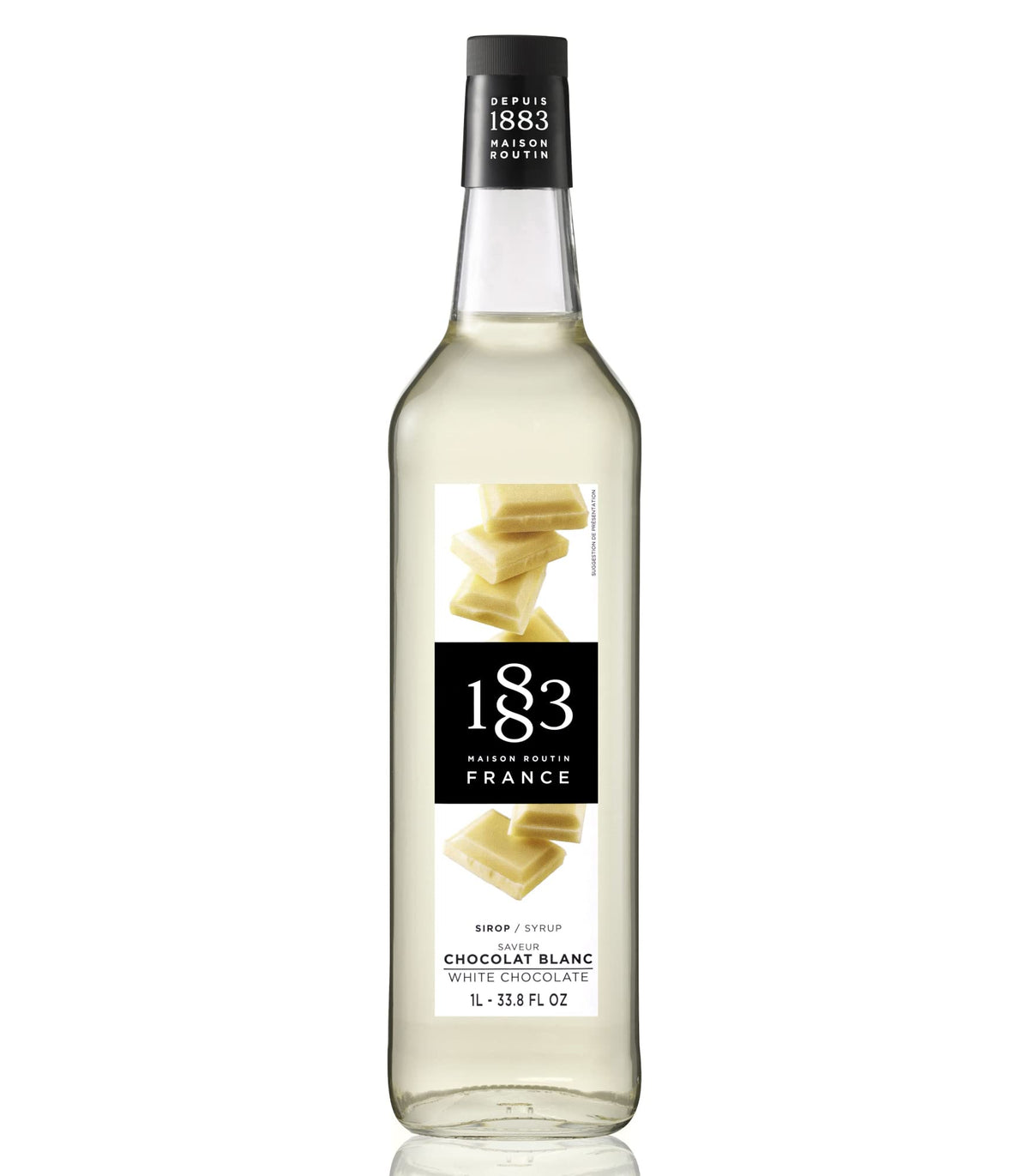 1883 MAISON ROUTIN white chocolate syrup bottle front view for premium beverages at home
