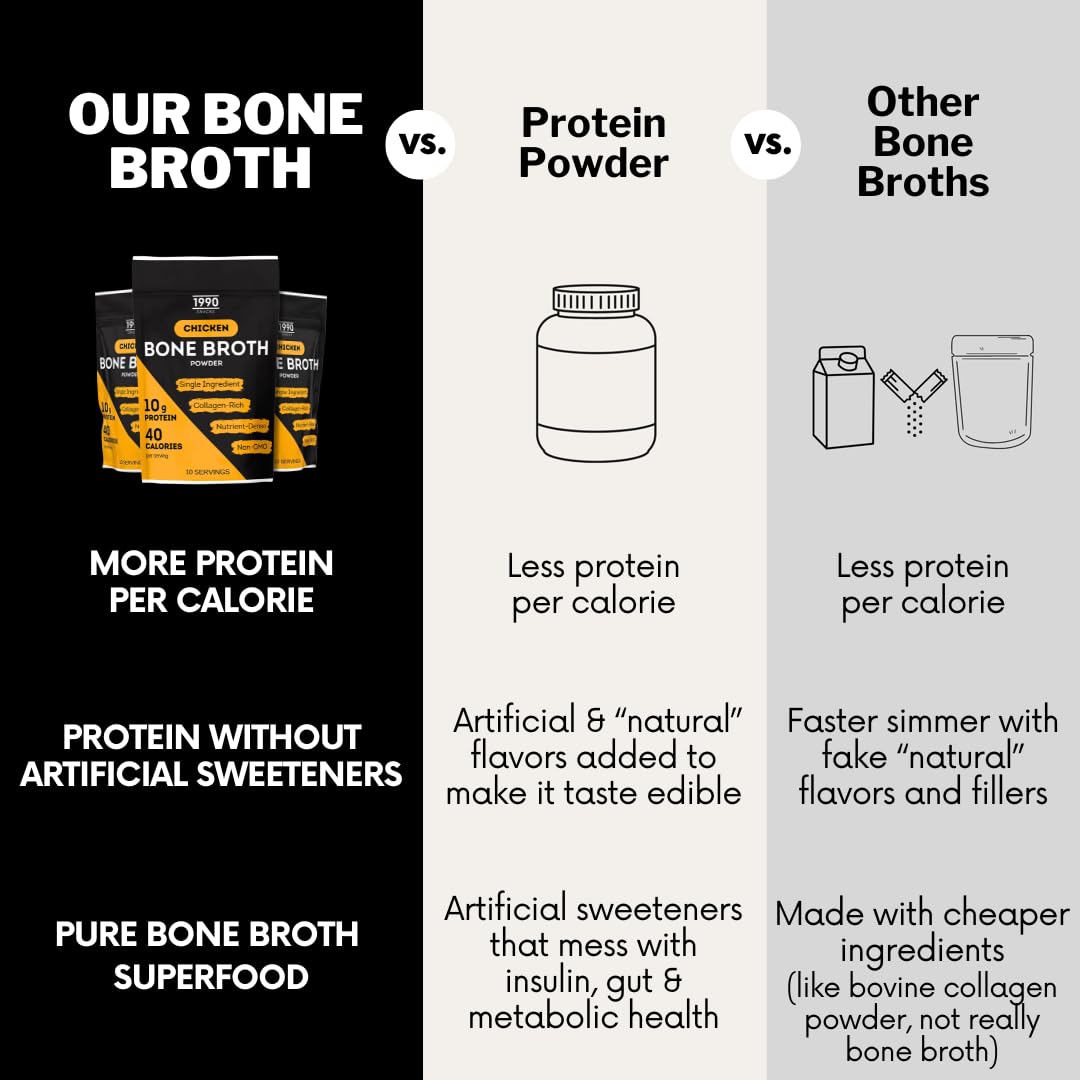 1990 SNACKS slow simmered bone broth powder with rich flavor