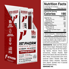 Close-up of 18g protein per serving on 1st Phorm Meat Sticks label