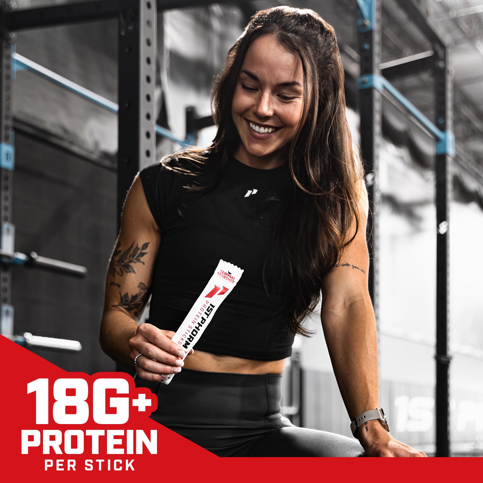 1st Phorm Meat Sticks Gluten-free no MSG or nitrates label.