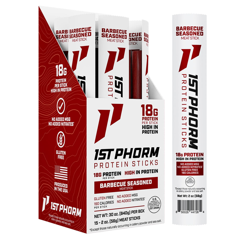 1st Phorm Meat Sticks BBQ flavor in a convenient pack for on-the-go protein