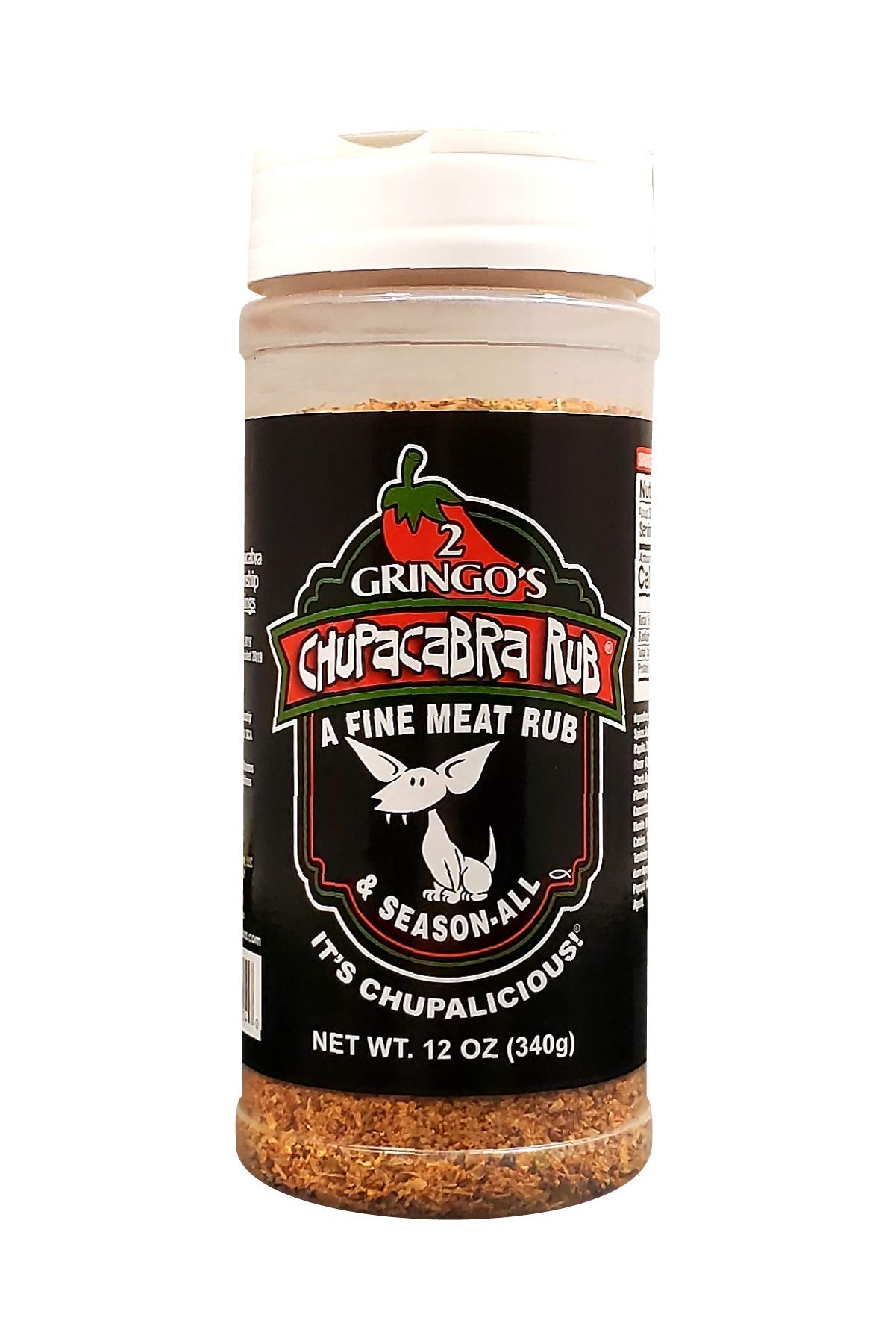 2 Gringos Chupacabra Original Fine Meat Rub bottle ready for grilling