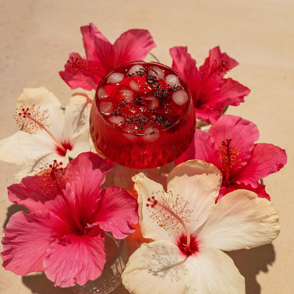 Aromas of 20 Leaves hibiscus tea captured in a close-up for a fragrant infusion