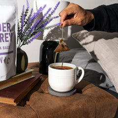 20 Leaves Lavender and bergamot aroma highlight a calming tea moment.