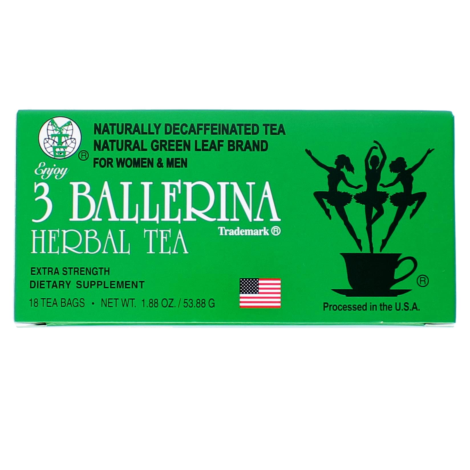 3 Ballerina Extra Strength Tea label closeup showing premium herbs.