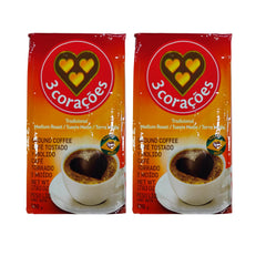 3 CORAÇÕES traditional ground coffee pack front view showing balanced medium roast.