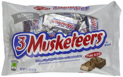 3 Musketeers fun-size bar wrapped, ideal for quick indulgence on the go.