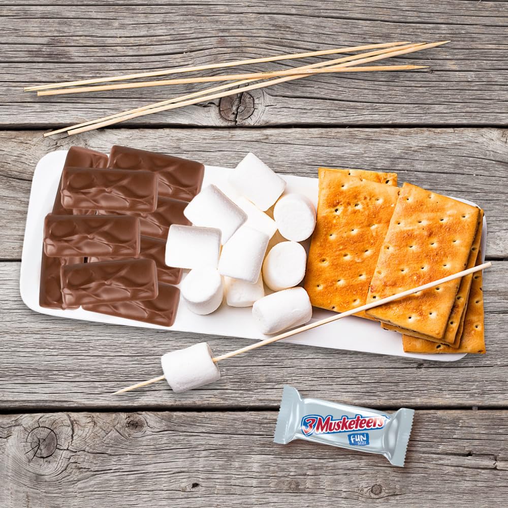 3 Musketeers Fun Size on dessert plate suggesting versatile use in recipes and toppings