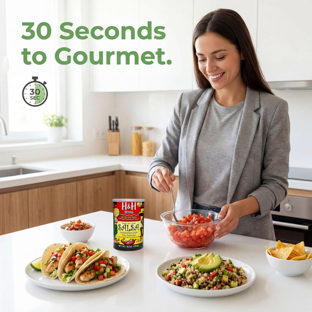 30 Second Salsa seasoning mix mild family-friendly bowls suggest crowd-pleasing flavor.