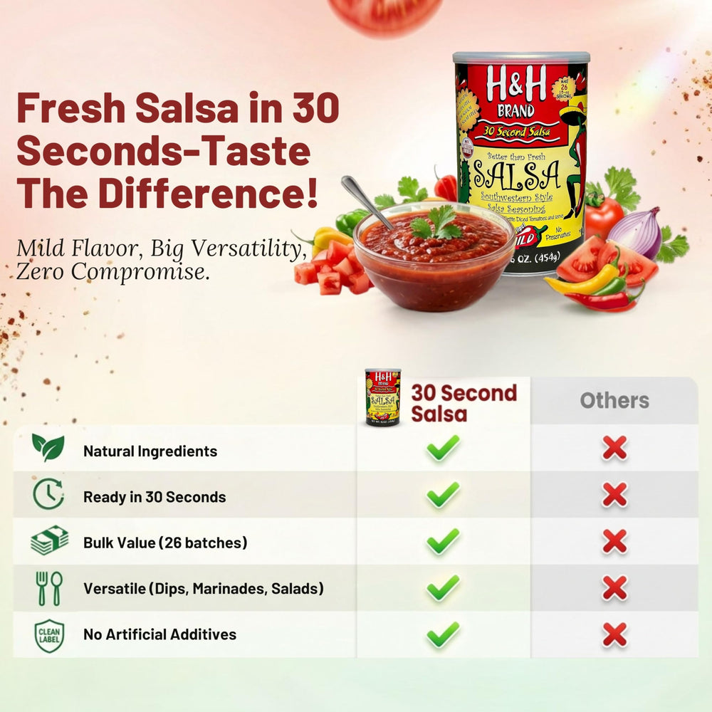 30 Second Salsa seasoning mix mild taco night setup inspires rapid meals.