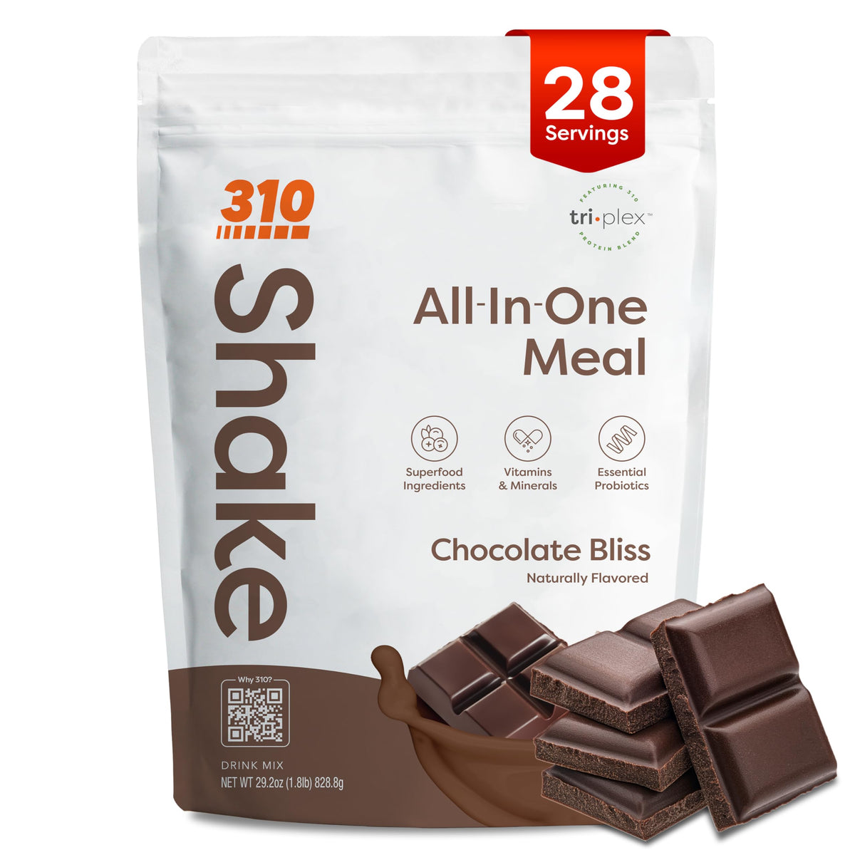 310 Nutrition All-In-One Meal Replacement Chocolate Bliss packaging highlights convenient daily nutrition