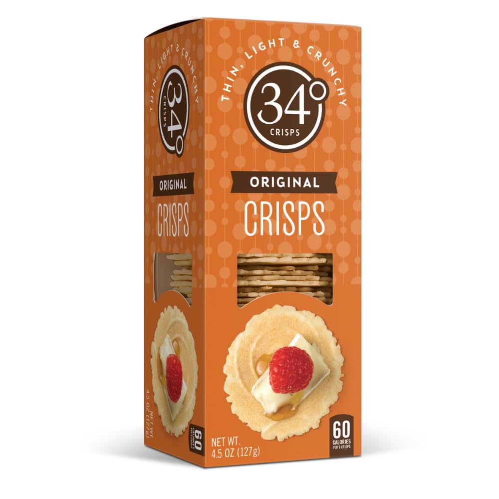 34 Degrees Original Crisps pack; light, crunchy snack for entertaining.