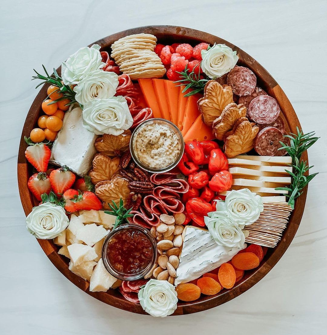 34 Degrees Rosemary Crisps on an entertaining plate inviting a charcuterie spread.