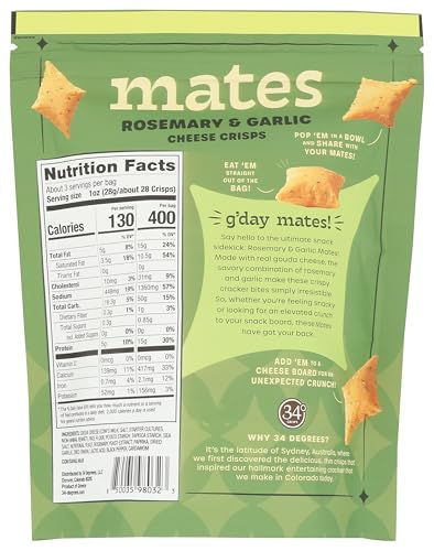 34 Degrees Mates close-up highlighting rosemary and garlic aroma and cheesy crunch