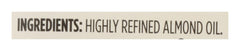 365 by Whole Foods almond oil bottle label highlights purity for versatile cooking