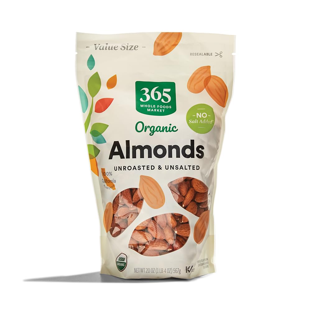 365 by Whole Foods Market almonds unroasted unsalted 20oz package for versatile use