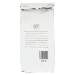 365 by Whole Foods Market Bonne Nuit ground coffee bag label highlighting ethical sourcing