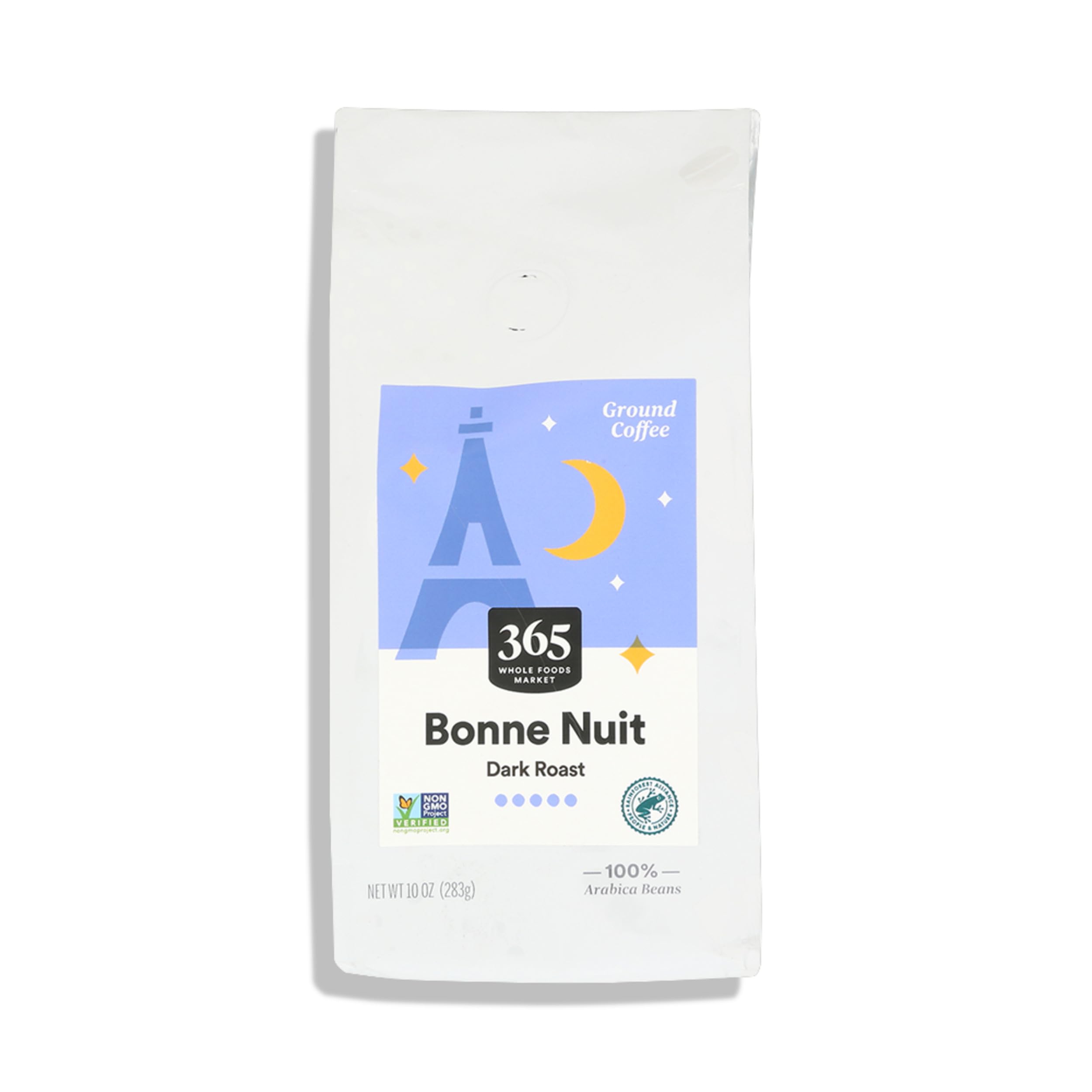 365 by Whole Foods Market Bonne Nuit coffee pack front showing premium dark roast