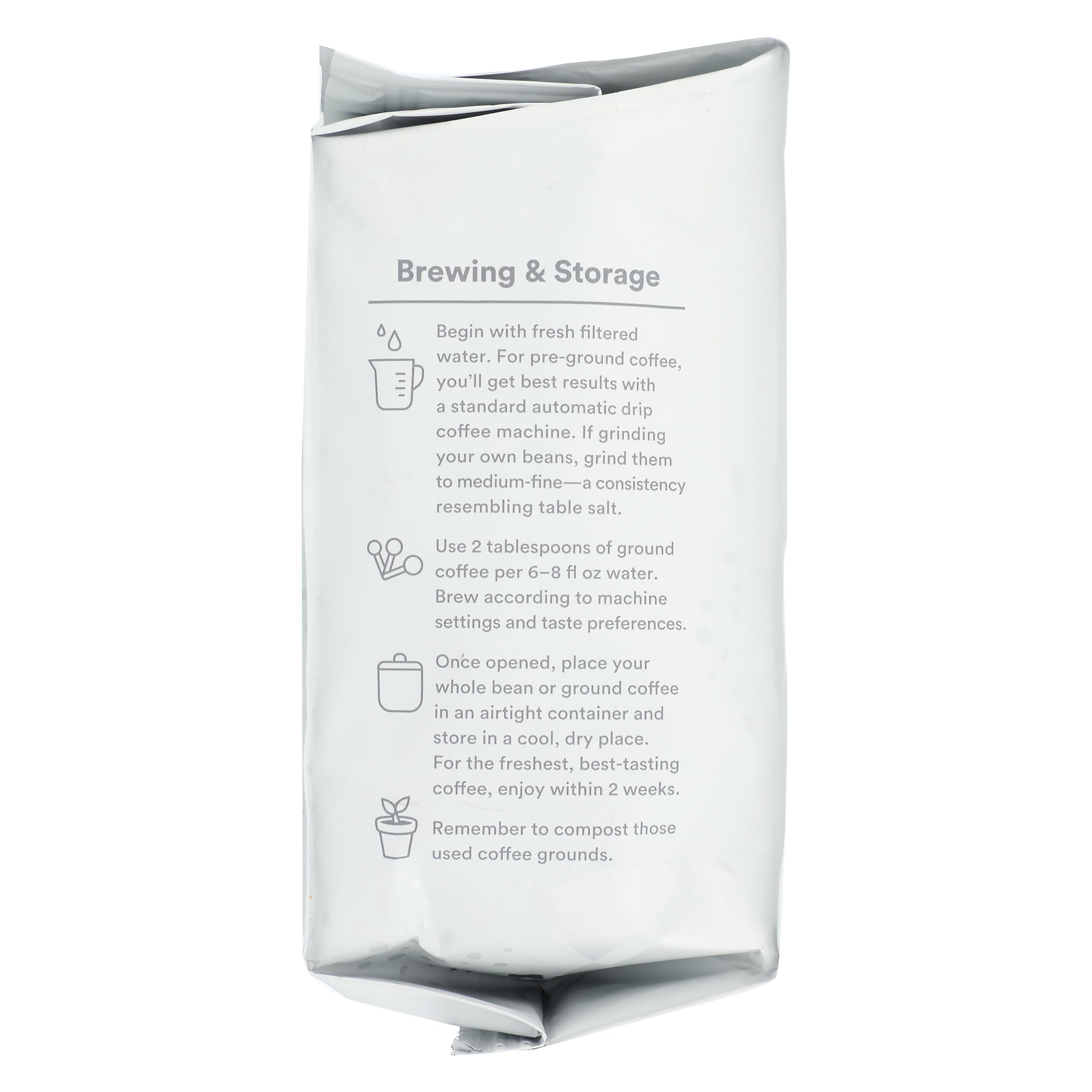 365 by Whole Foods Buzz Free Decaf Ground Coffee label kosher closeup emphasizes certified quality
