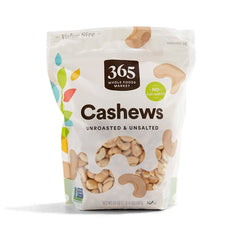 365 by Whole Foods Market cashews unsalted unroasted; perfect for snacking.